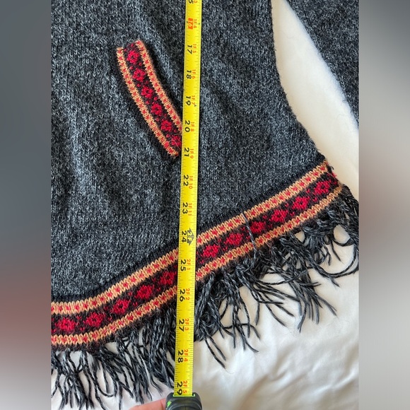 Artesania Eden Hoodie Fringe Aztec Sweater Size Large grey Alpaca Hippie Peru - Picture 7 of 11